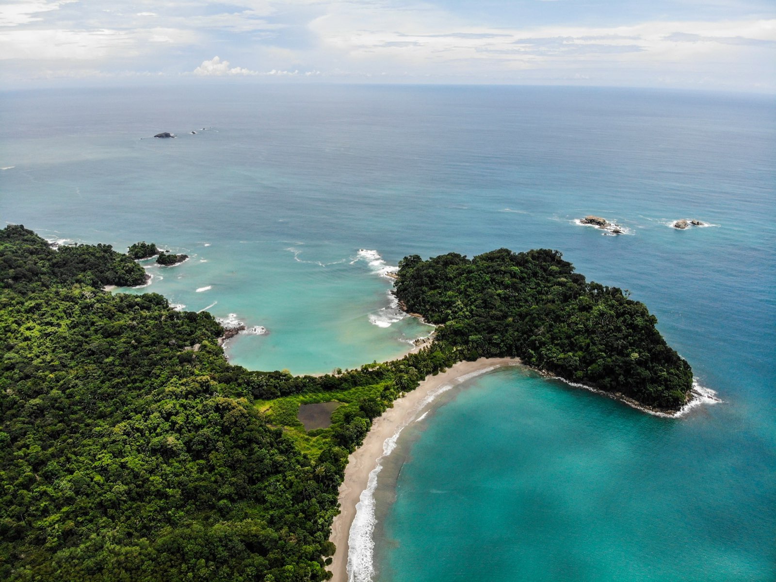 Aerial view of Costa Rica's lush coastline and turquoise waters